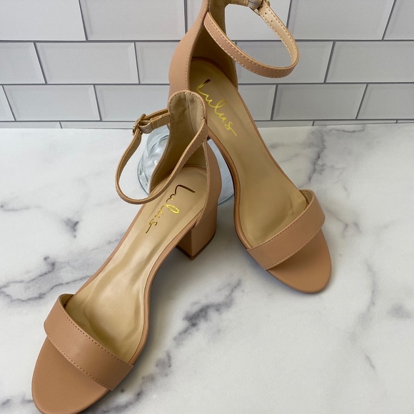 Ankle Strap Heels Almond Open Toe - Picture 1 of 8